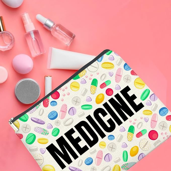 UPNEGE Medicine Cosmetic Bag Gifts for Women Friends Doctor Nurse Healthcare Professionals Colorful Medical Makeup Bag Zipper Pouch