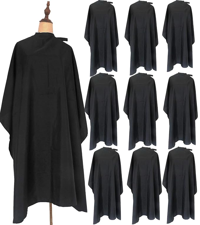 ST-BEST-P Haircut Cape Black Hair Cutting Salon Barber Capes Waterproof hairdressing for Clients Men Adults (10PCS*Barber Cape)