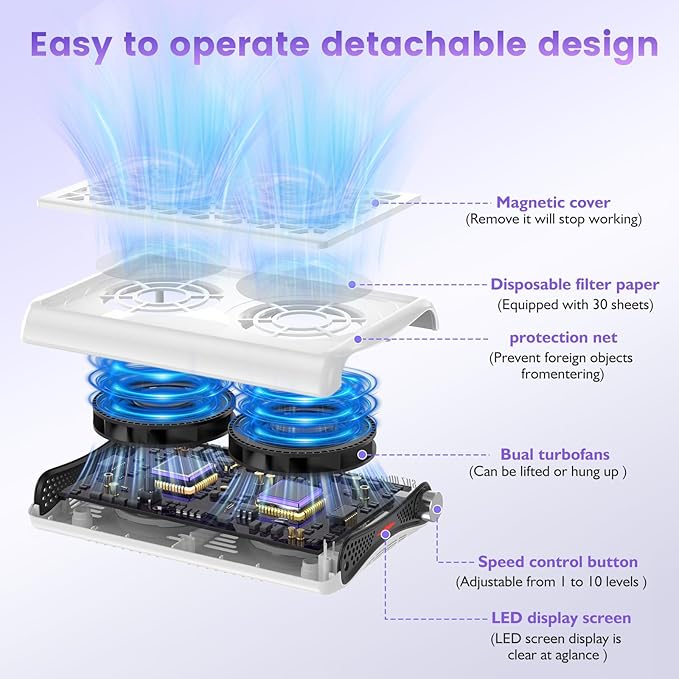 Nail Dust Collector. 1600PA Dust Collector Nail Tech.Nails Dust Collector Machine with LED Display 30 Filter Paper, Suitable for Nail Salons/Home Manicures Acrylic Nail Tools（White）