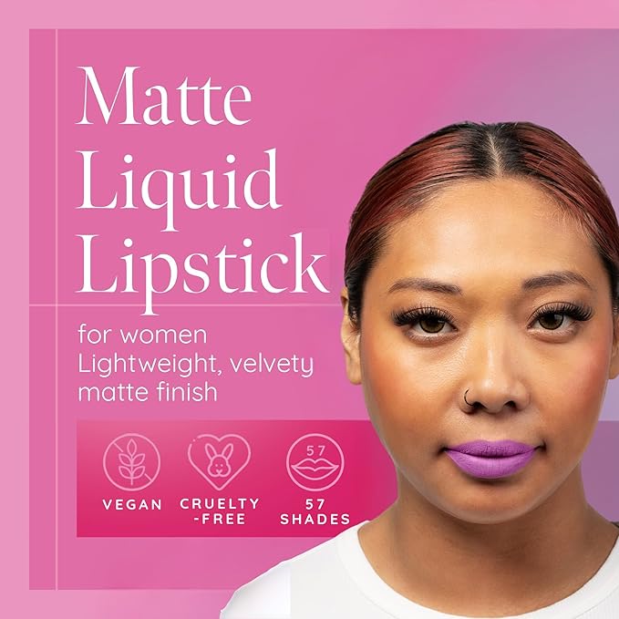 Aromi Pink Periwinkle Matte Liquid Lipstick, Purple Lilac Shade
