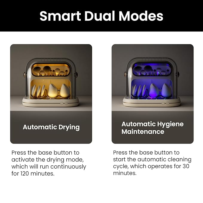 3-in-1 Makeup Brush Dryer, Timed Cleaner & Storage for Brushes and Sponges