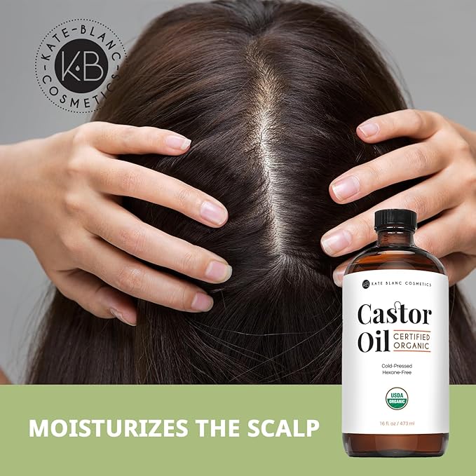 Kate Blanc Cosmetics Castor Oil Organic for Hair, Skin & Face (16oz)