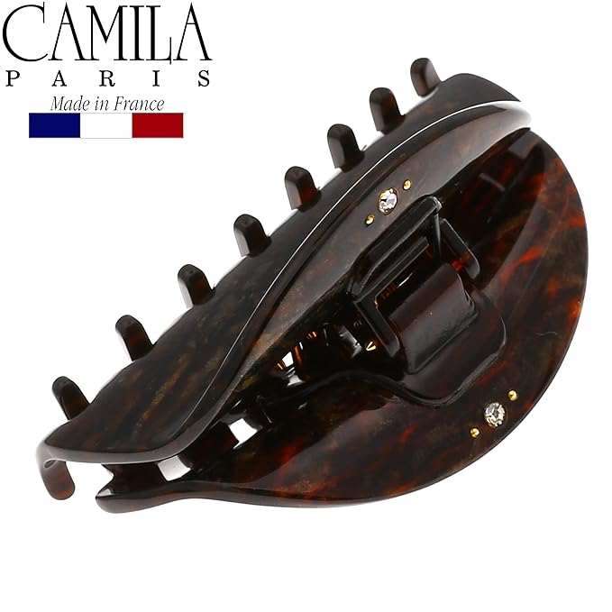 Camila Paris CP2961 French Hair Clip for Women, Small Handmade, Brown, Strong Hold Grip Hair Clips for Women, No Slip Durable Styling Girls Hair Accessories, Made in France