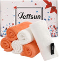 Wash Cloths 6 Pack,Face Towel for Sensitive Skin,13''x13'',White+Orange