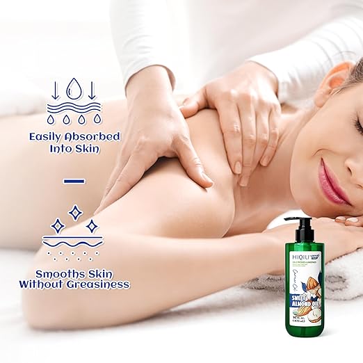 HIQILI Organic Sweet Almond Oil Large Capacity for Skin, Hair & Skin Care