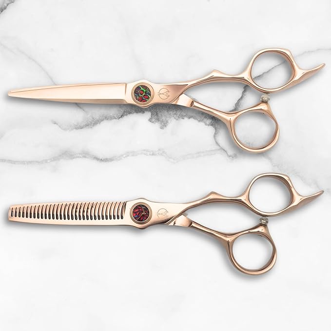 6 Inch Gold Hair Cutting Shears - VG-10 Stainless Steel With Gold Titanium Finish - Designed for Professional Users (Set of Hair Shears)