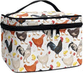 Drydeepin Cute Farm Chicken Rooster Print Travel Makeup Bag for Women Large Capacity Cosmetic Bags with Zipper And Handle Make Up Tote Bags Organizer Portable Brushes Case Toiletry Bags