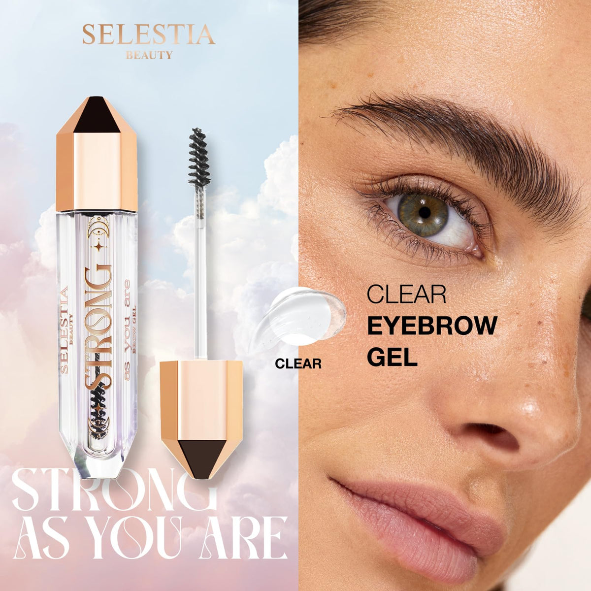SELESTIA BEAUTY Clear Eyebrow Gel – Long-Lasting Formula for Strong Hold & Natural Finish, Clump & Flake Free – Taming & Defining Brow Lamination Gel, 0.095 fl.oz. – Strong As You Are