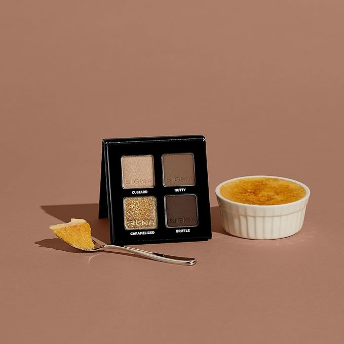 Sigma Beauty Crème Brûlée Eyeshadow Quad — Makeup Eyeshadow Quad with a Buttery Soft Formula and Buildable, Blendable Shades for a Flawless Eye Look, Designed for All Day Wear