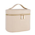 Cuteseason Makeup Bag with Removable Organizer Insert, PU Leather Travel Cosmetic Case with Brush Storage and Carry HandleLight Khaki