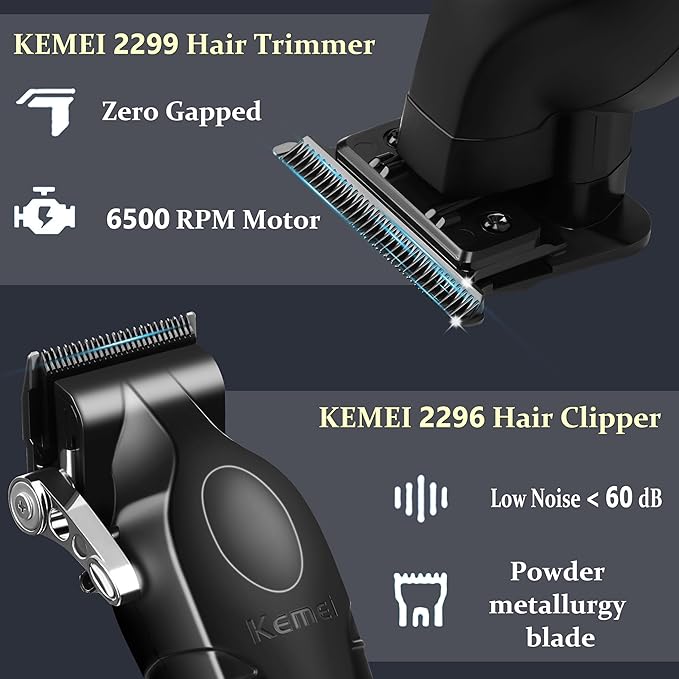 KEMEI Professional Hair Clippers and Trimmers Set Cordless Barber Clippers