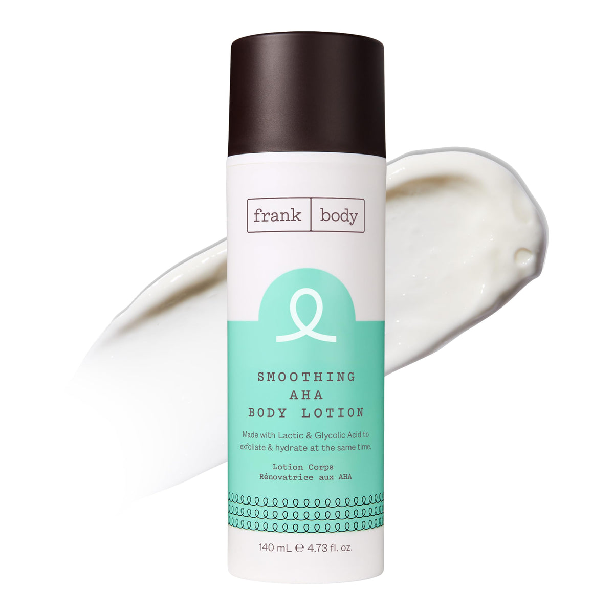 Frank Body Smoothing AHA Body Lotion | Vegan, Cruelty Free, Body Exfoliant | Fights Breakouts and Hydrates Skin with Lactic & Glycolic Acids, Hydrating Oils, & Mango Seed Butter | 4.73 fl oz / 140 ml