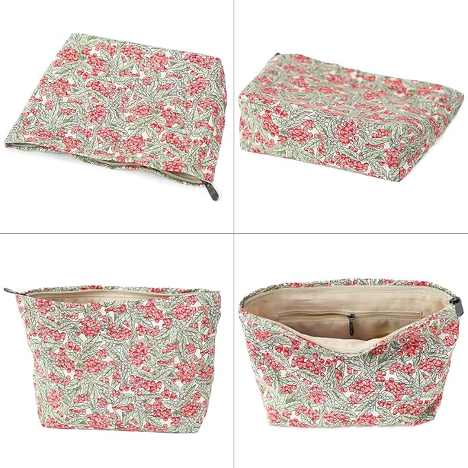 BBORGDC Cotton Printed Makeup Bag - Large Capacity Travel Cosmetic Pouch & Toiletry Organizer with Zipper, Perfect for Daily Use, Makeup Storage, or Gift Ideas