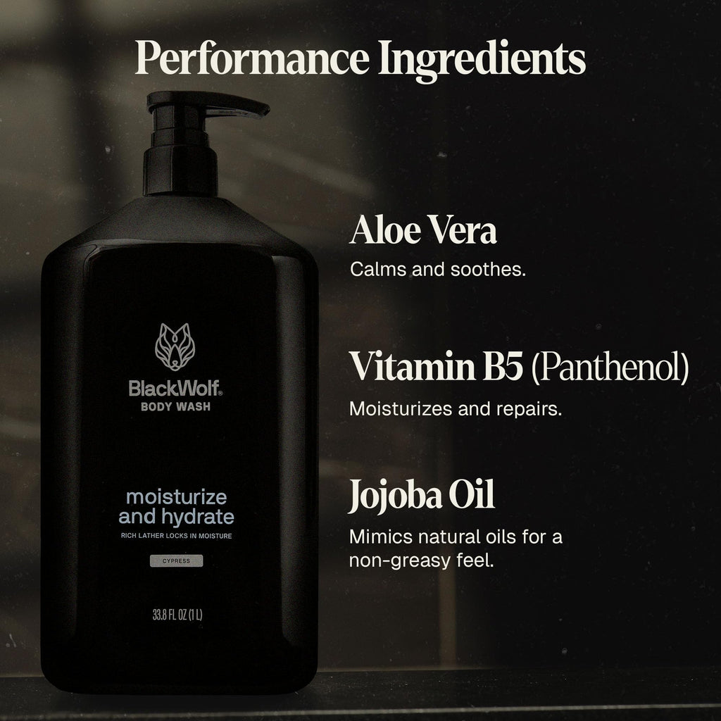 Black Wolf Moisturizing Body Wash for Men, Sandalwood - Hydrating Bodywash