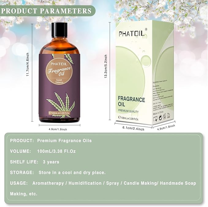 PHATOIL Sweet Tobacco Fragrance Oil for Diffuser Aromatherapy 3.38FL.OZ