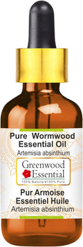 Greenwood Essential Wormwood Essential Oil (Artemisia Absinthium) with Glass Dropper | Pure | Non-Sticky | Non-Greasy | Lightweight | Men & Women | All Skin Types | Steam Distilled 30ml (1 oz)