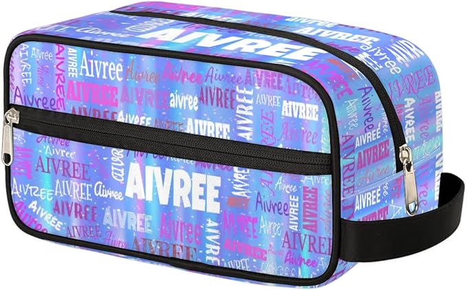 KFNHN Custom Makeup Toiletry Bag, Gradient Blue Color Striped Background