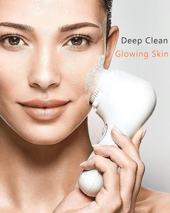 Microtree Electric Facial Cleansing Brush, No Rotation, Sonic Vibrating Rechargeable Face Scrubber Exfoliator, 2 Speeds for Gentle Clean, Face Brushes for Cleansing, Waterproof Face Wash Brush