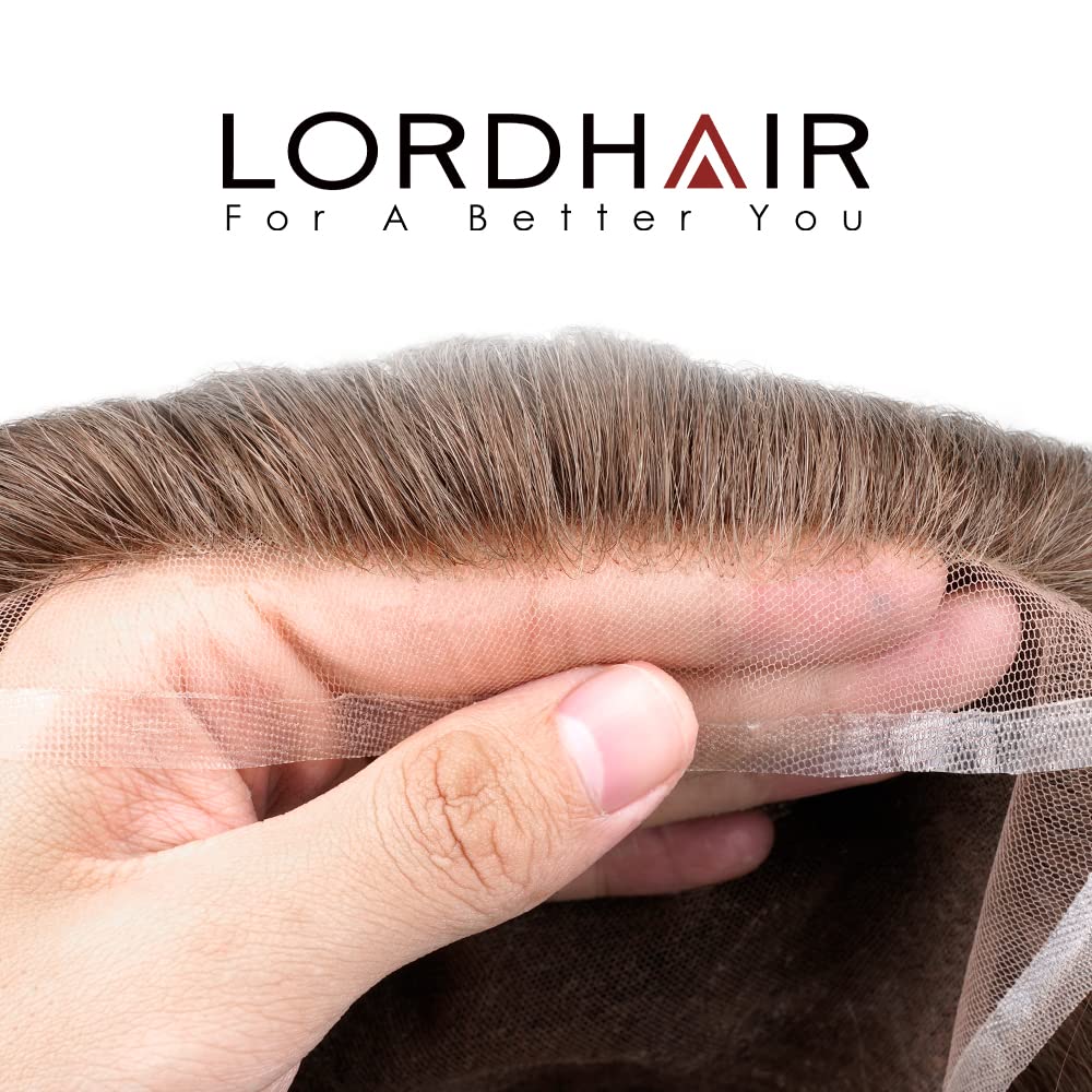 Lordhair Hair System for Men Real Human Hair Full French Lace Mens Hair System Size 8x10 inches Mens Toupee #7