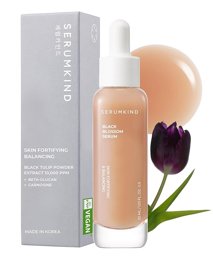 SERUMKIND Black Blossom Drop Serum, Skin Barrier Support & Balance Care, Beta-Glucan, Black Tulip, Korean Skincare (1.01 fl oz / 30 ml)