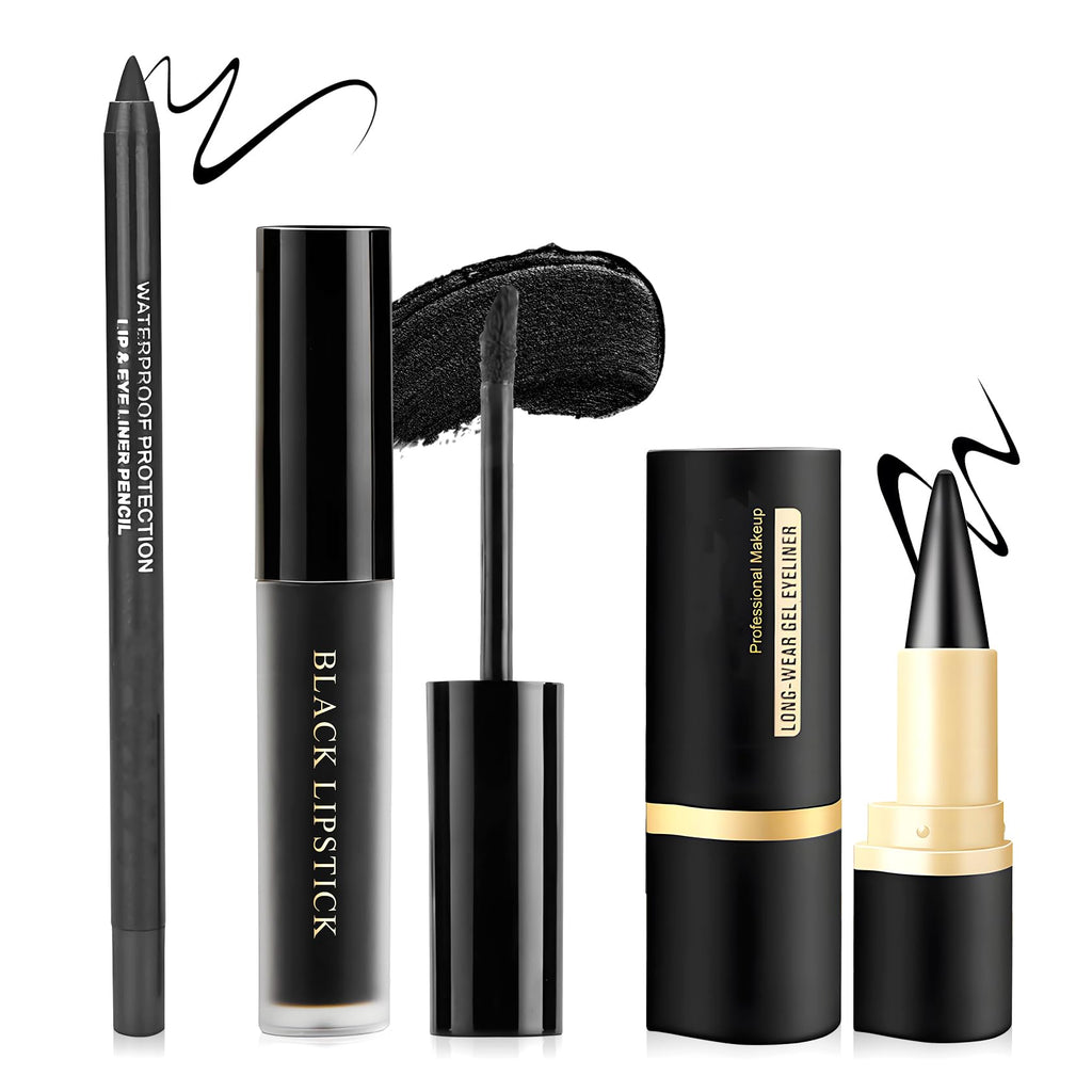 UAOE Black Lipstick Halloween Black Lip Liner Gel Eyeliner Pencil