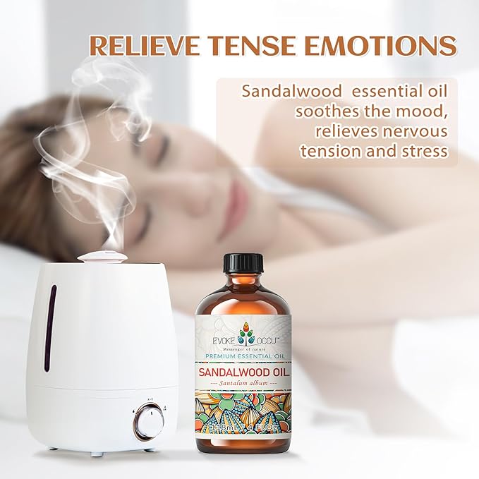 EVOKE OCCU Sandalwood Essential Oil for Skin Care, Diffuser & Candle Making