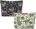 XFN Sloth Gifts 2 Pcs Makeup Bag, Sloth Stuff Cosmetic Bag Travel Pouch, Sloths Lovers Gifts for Women Girls Daughter Sisters Coworker Best Friend Friendship Graduation Birthday