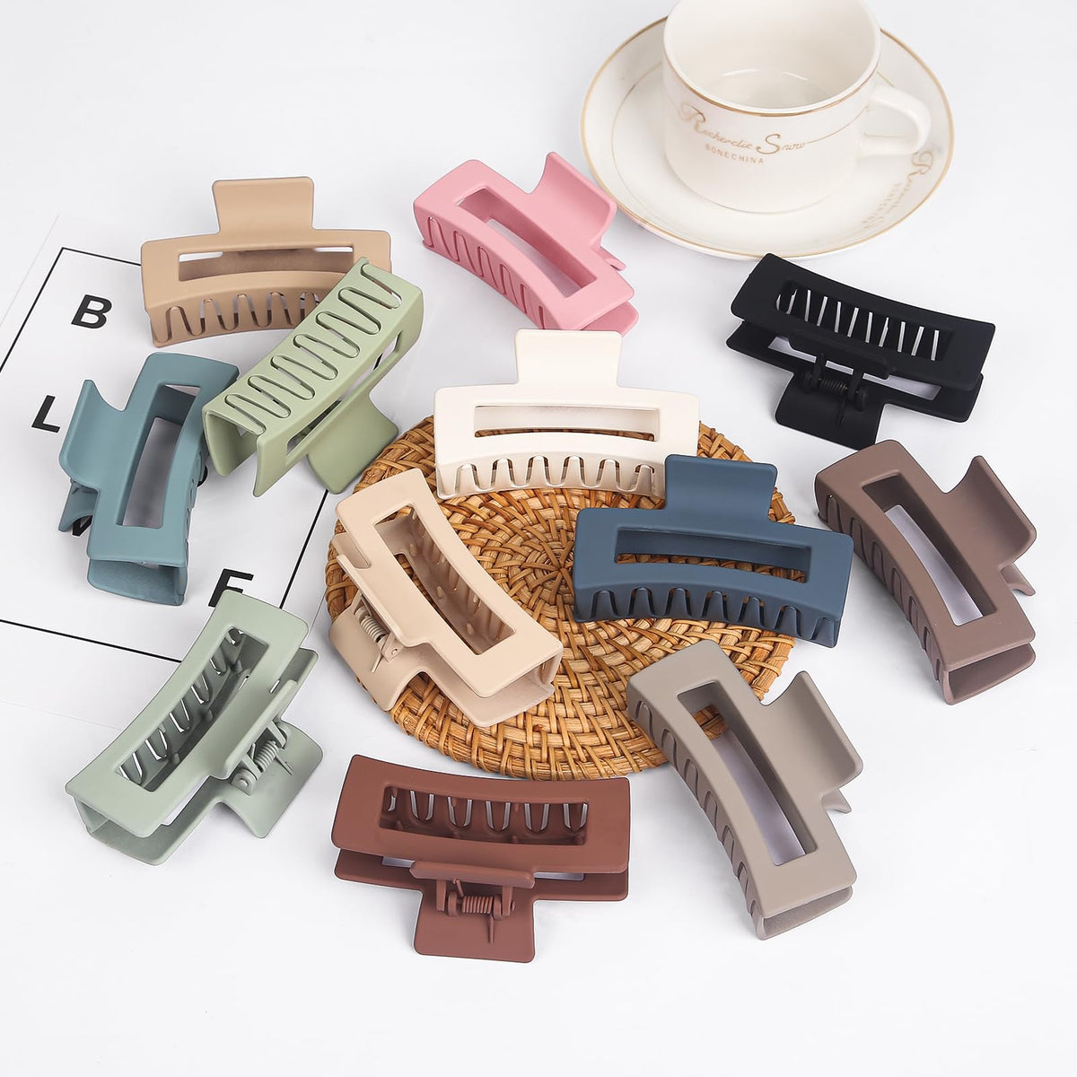12 Pack Medium Hair Claw Clips for Women 3.5" Strong Hold Non-Slip Claw Clips for Thick Thin Hair