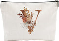 YKYENR A-Z Boho Personalized Cosmetic Bag-Floral Cotton Letter Makeup Bag With Zipper-Artistic Cosmetic Bag For Travel-Bride,Birthday Gift For Women Daughter Friends-Women Makeup Organizer-A22