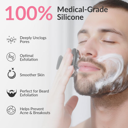 2 Pack Face Scrubber,Silicone Facial Cleansing Brush for Men & Women,Reusable Gentle Facial Waterproof Cleansing Skin Brush Exfoliating Scrubber for Sensitive Skin (Black/Pink)