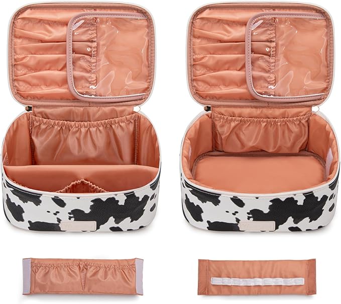 Wrangler Travel Makeup Bag 2pcs Set Cosmetic Bag with Makeup Brush Holder