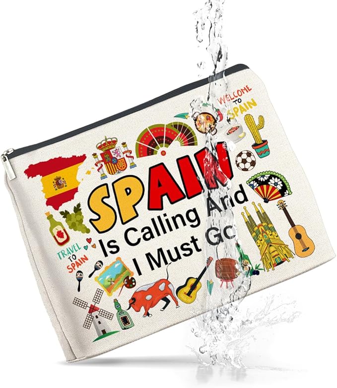 UPNEGE Spain Travel Gifts Makeup Bag - Spain Lover Cosmetic Bag Zipper Pouch