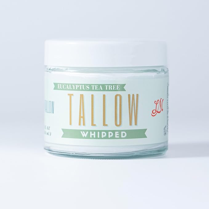 Lady May Tallow Whipped Tallow 9oz - All Natural Face Cream + Whole Body Moisturizer for Dry Skin - Made With Eucalyptus Oil - No Preservatives, Parabens or Seed Oils - USA Made (Eucalyptus Tea Tree)