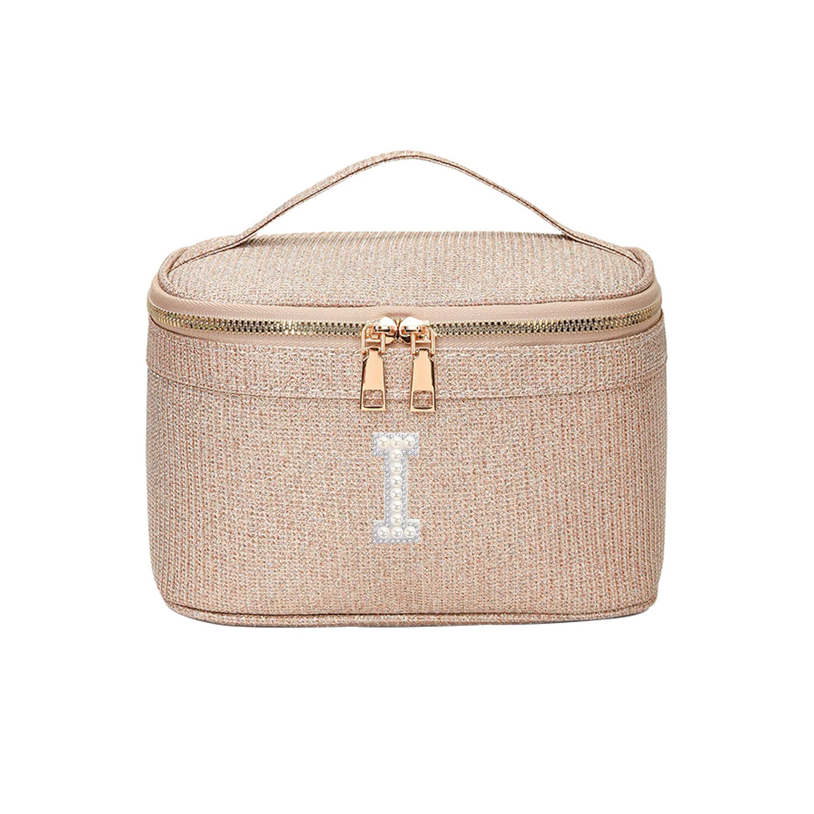EURYNOME Makeup Bag with Custom Letter W, Water-Resistant Travel Organizer Pouch, (8.3x5.1x5.1 Inch) Cosmetic Case for Women — I