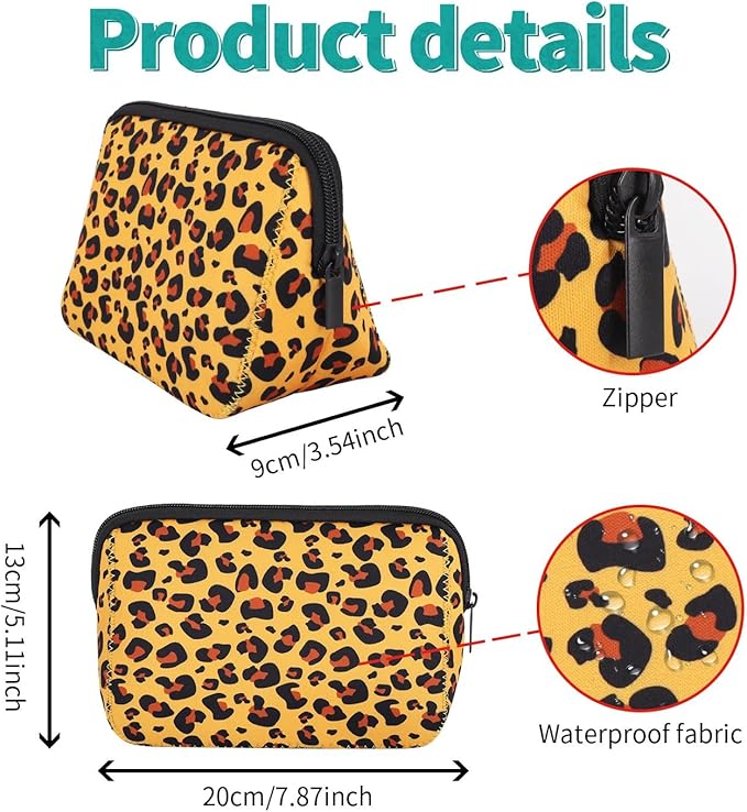 AJLTPA Waterproof Neoprene Cosmetic Bag, Cheetah Print