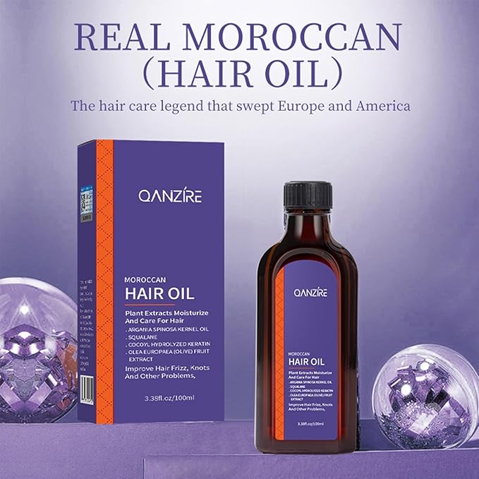 YJLYQF Moroccan Argan Oil,Purple Hair Essential Oil—Leave Hair Soft & Shiny,Deep Moisturizer,Frizz Control,Split End Repair for Dry & Damaged Hair,Hair Treatment Oil for Dry and Frizzy—100ML