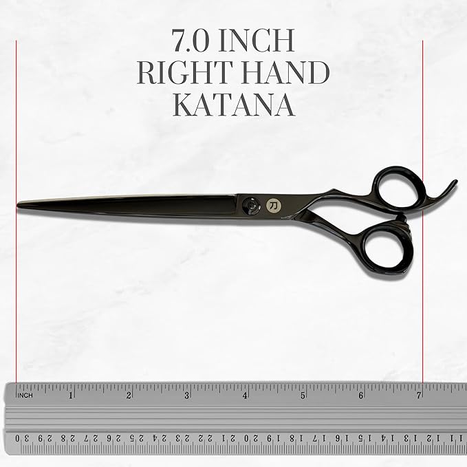 Saki Shears 7 Inch Katana Hair Cutting Scissors for Professionals - 440C Steel With Black Titanium Finish (7" Hair Cutting Shears) (Right Hand, 7.0" Scissors)