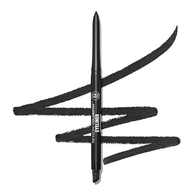 REVLON ColorStay Pencil Waterproof Eyeliner, Smudge-Proof, Eye Makeup with Built-In Sharpener, Long-Lasting, Matte Finish, 201 Black, 0.01 oz