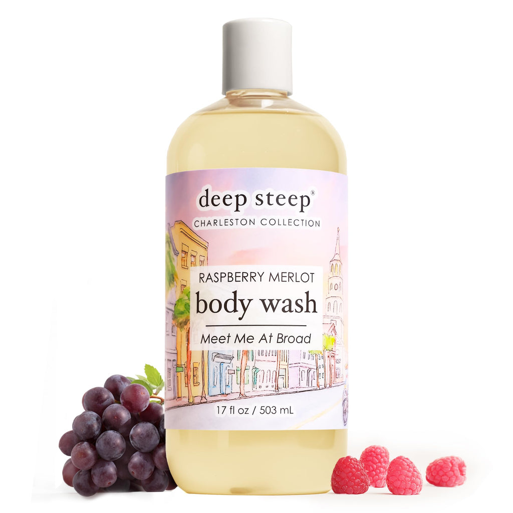 Deep Steep Raspberry Merlot Body Wash, Hydrating Shower Gel with Hyaluronic Acid & Shea Butter for Sensitive Skin, Bodywash for Women & Men, 17 Fl Oz, 1-Pack