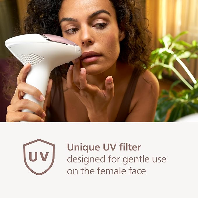 Philips Lumea IPL — Salon-like Laser Hair Removal, Permanent Hair Reduction Device At Home for Body & Facial Hair Removal for Women with Unique UV Filter for Face — 5 Settings, Skin Sensors, BRI932/03