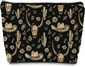 SAFDSGFDB Boho Western Makeup Bag, Rustic Country Western Cow Skull Cactus Cosmetic Bags Gifts for Women, Southwestern Cowgirl Portable Travel Toiletry Bag Zipper Makeup Pouch