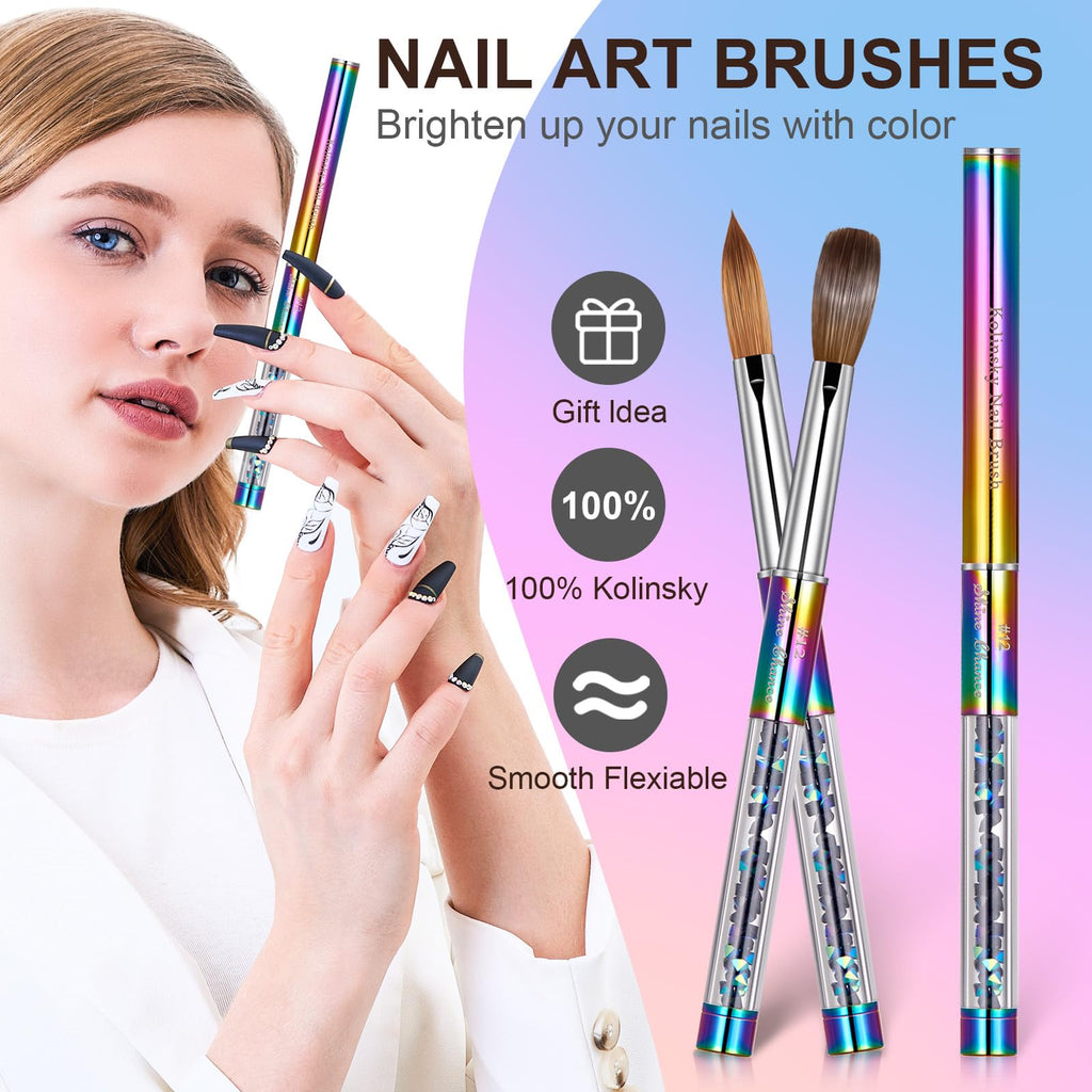 Shine Chance Acrylic Nail Brush Size 12, 100% Real Kolinsky Art Nail Brush for Acrylic Powder Application, Handmade Women Manicure Nail Extension Tool for Professional DIY Home Salon and Beginners