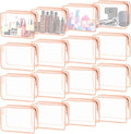 YedsIntu 16 Pieces Clear Cosmetic Bags, Large Transparent Makeup Bags, TSA Approved Toiletry Bag for Travel, PVC Waterproof Clear Pouch with Zipper Make Up Bag for Women and Men Traveling (Orange L)