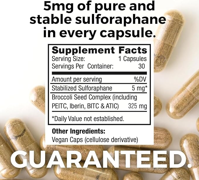 Mara Labs BrocElite Plus | Stabilized Broccoli Sulforaphane Supplement | Glyphosate Residue Free Certified – Third-Party Tested | 30 Vegan Capsules