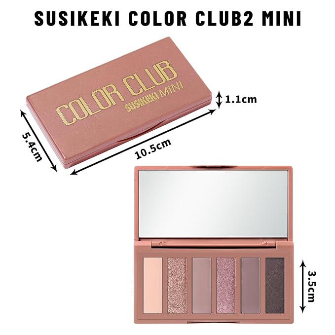 SUSIKEKI Neutral Nude Matte & Shimmer Eyeshadow Palette - 6 Colors Mini Travel Size, Highly Pigmented Rosy Eye shadow, Long Lasting Vegan Makeup Palette for Daily Use 02