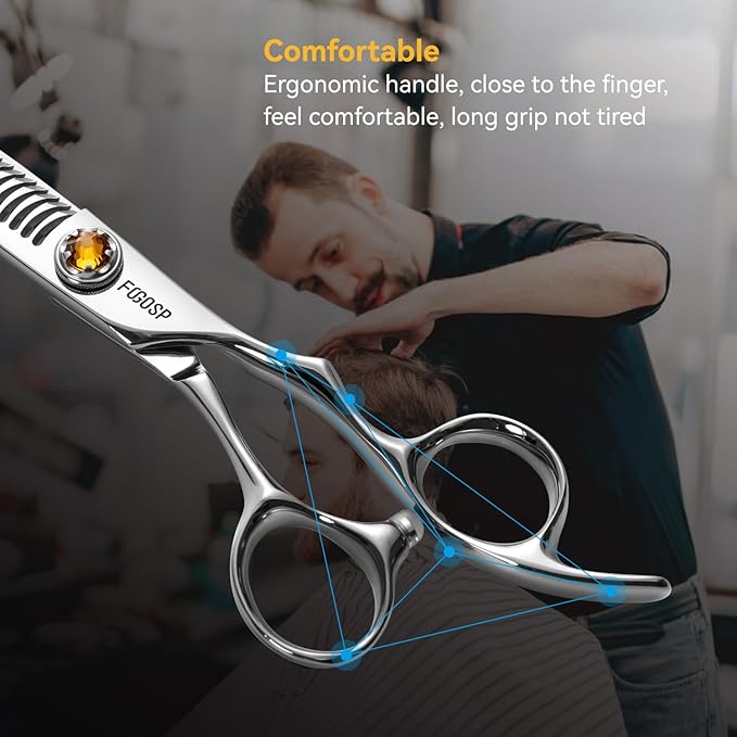 FOGOSP Thinning Shears for Hair Cutting Extremely Sharp Japan VG10 Steel Hairdressing Scissors for Barbers Salon Stylists CNC Craftsmanship Smoothing Cut Barber Scissors for Women Men (Blending Shear)