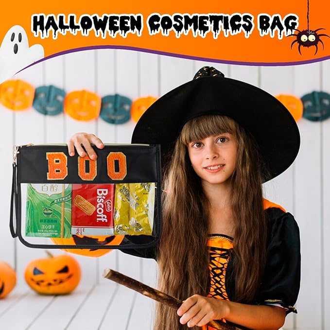 BuyCard 2 Pcs Halloween Gifts Bags with Boo Makeup Chenille Letter Bag