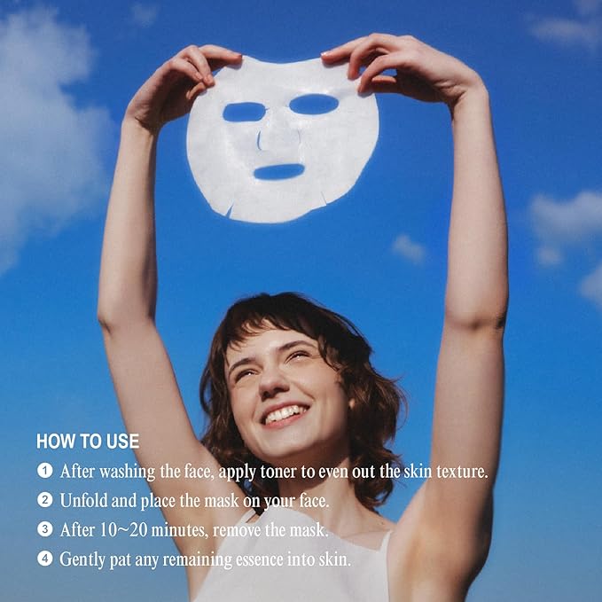 NUNIES Hyaluronic Hydrating Sheet Mask – Korean Moisturizing Face Mask for Dry & Sensitive Skin | Trehalose, Allantoin & Panthenol | Water Essence | Korean Skincare | Fragrance-Free | 5 Sheets