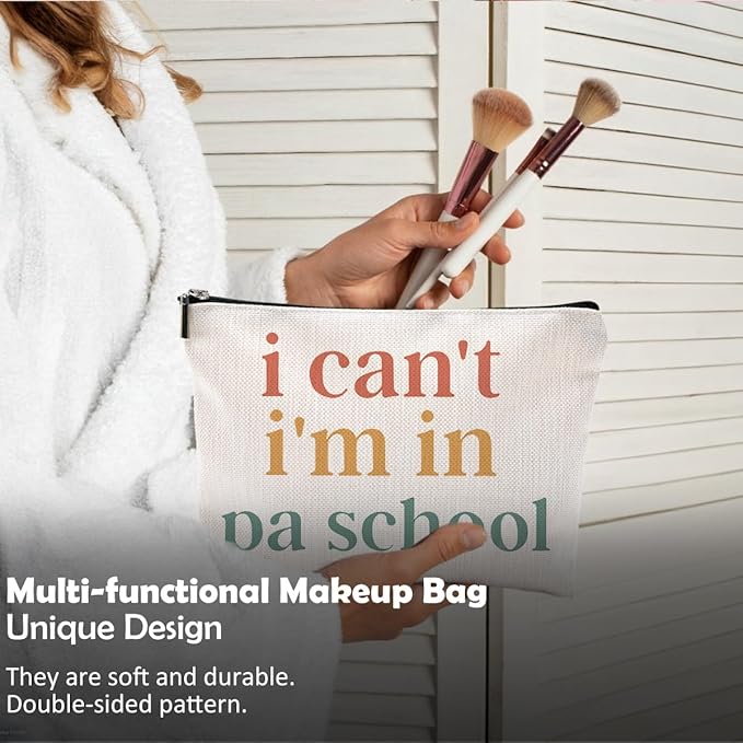QGFM Physician Assistant Gifts for Women, Physician Assistant Makeup Bag, Physician Assistant PA Week Gifts, Medical Assistant Gifts, I Can't I'm in PA School Funny Cosmetic Bag Toiletry Bag