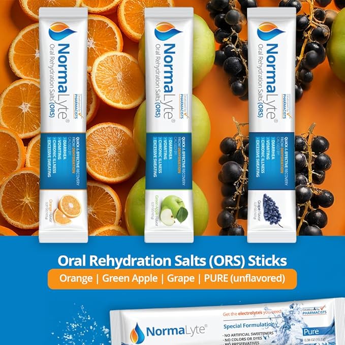 NormaLyte Apple Electrolyte Powder Packets, Hydration Stick, 30 Count